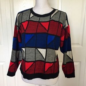 Unbranded knit geometric colorblock sweater